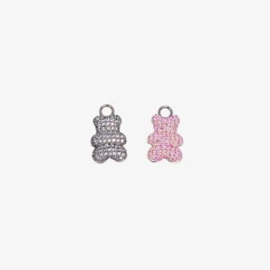 Dije Monona Glam Oso Plateado Rosa y Blanco