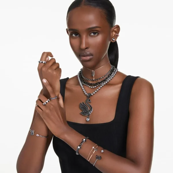 Pulsera Swarovski Iconic Swan Cristal Negro Rose - Imagen 5
