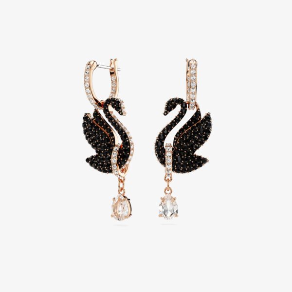 Aros Swarovski Swan Drop Cristal Negro Rose