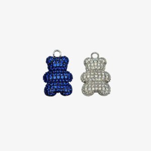 Dije Monona Glam Oso Plateado Blanco y Azul Grande