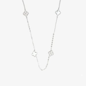Collar Alhambra Plateado Trebol Nacar & Pave