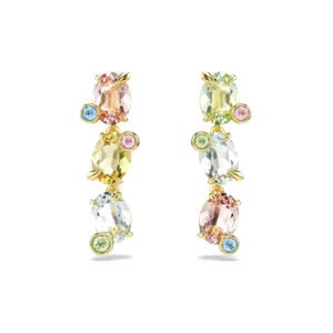 Aros Swarovski Gema Cristales Multicolor Dorado
