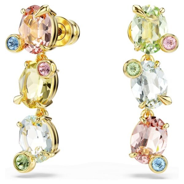 Aros Swarovski Gema Cristales Multicolor Dorado - Imagen 2