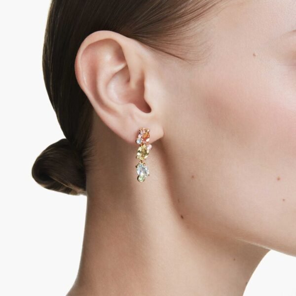 Aros Swarovski Gema Cristales Multicolor Dorado - Imagen 5