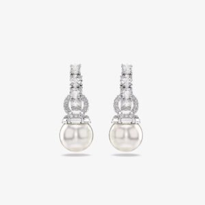 Aros Swarovski Matrix Perla de Cristal Blanco Plateado