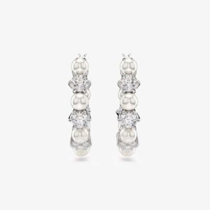 Aros Swarovski Matrix Perla de Cristal Blanco
