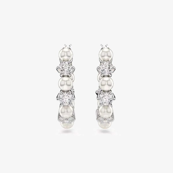Aros Swarovski Matrix Perla de Cristal Blanco