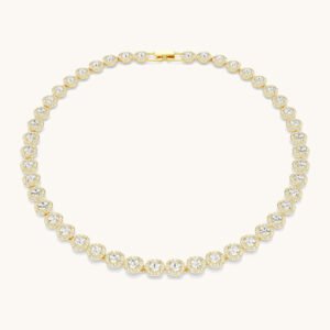 Collar Swarovski Tennis Una Angelic Cristal Blanco Dorado